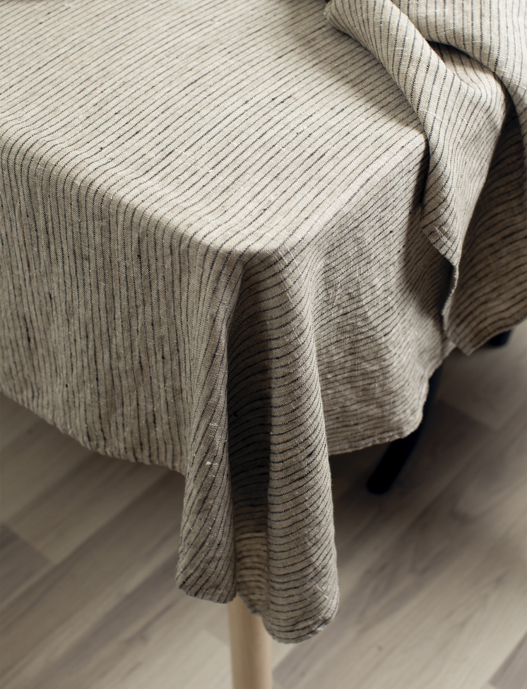 Tafelkleed 'Linus' 145x330- Natuur/Zwart