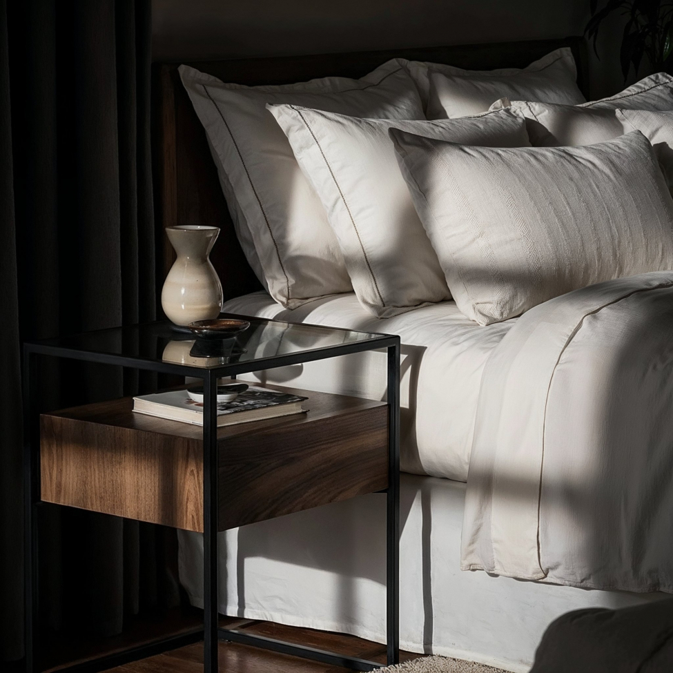 Nachttafel 'Detroit' - Walnoot/Zwart