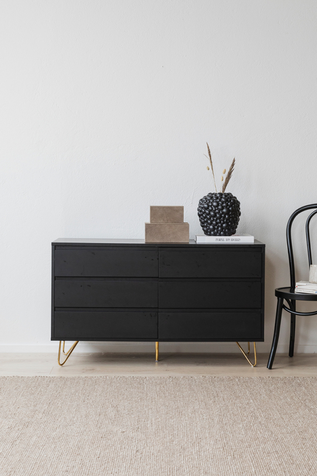 Dressoir 'Elle' 120x70 - Zwart/Messing