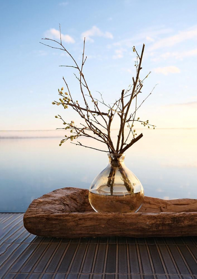 Glazen vaas 'Melvin' Laag - Beige