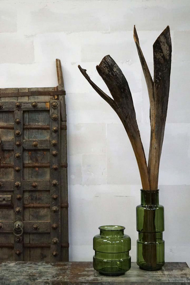 Glazen vaas 'Clooney' - Olijfgroen