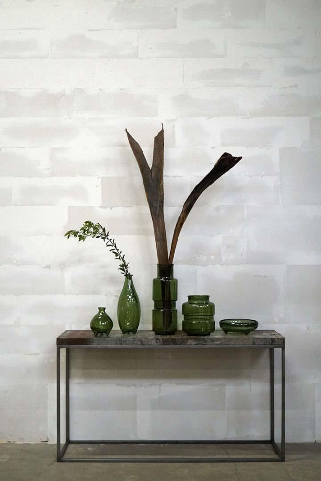 Glazen vaas 'Clooney' - Olijfgroen