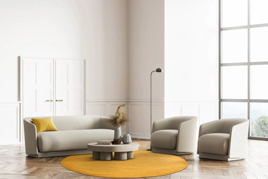 Rond vloerkleed 'Hamilton' - Saffraan