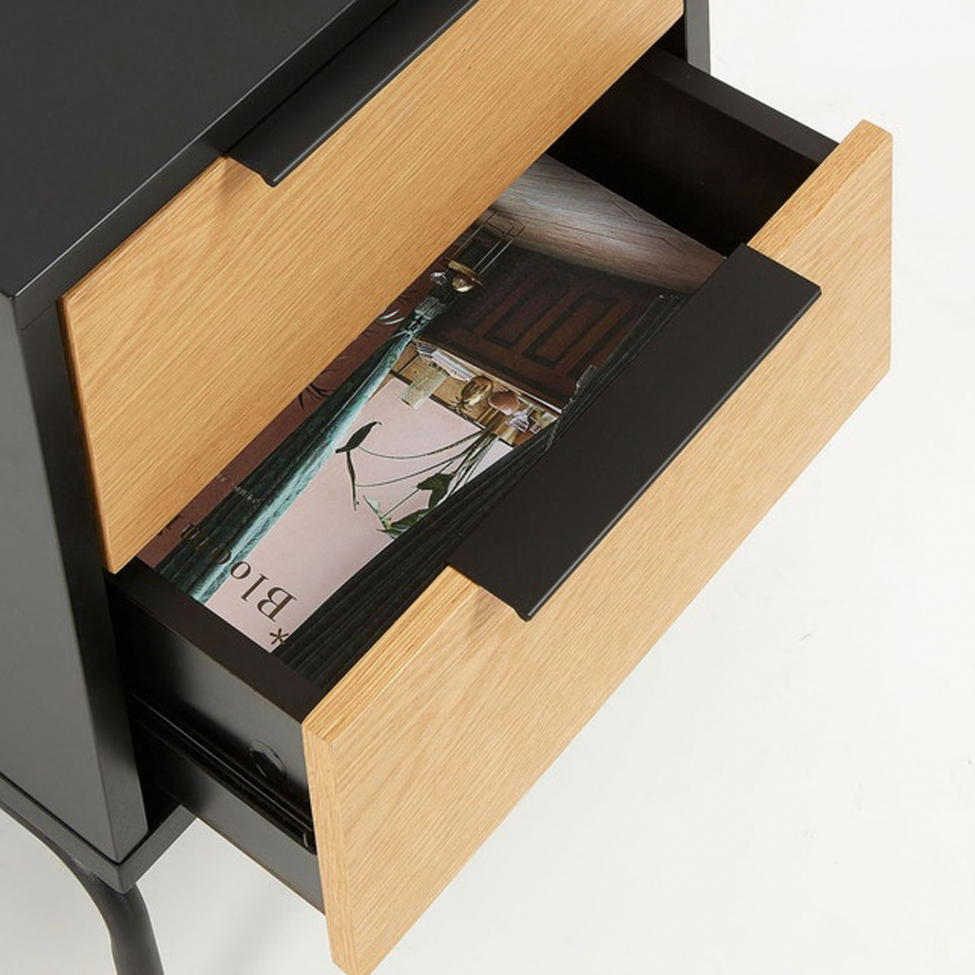 Nachttafel 'Koln' - Eiken/Zwart