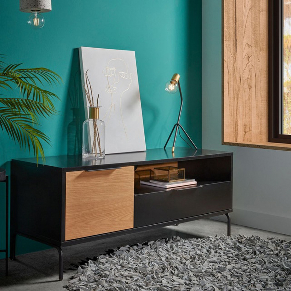 TV-meubel 'Koln' - Eiken/Zwart