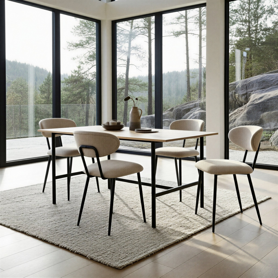 Eettafel 'Line' - Eik/Zwart 160x90cm