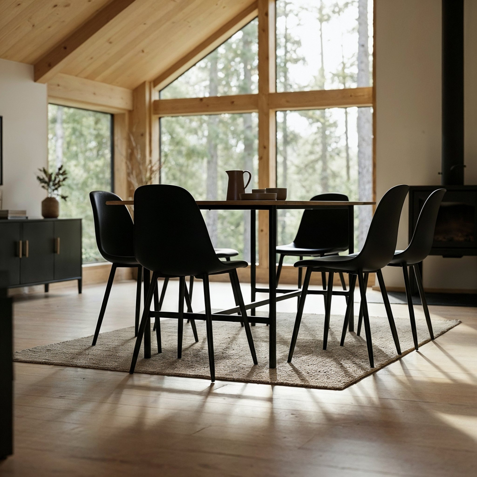 Eettafel 'Line' - Eik/Zwart 160x90cm