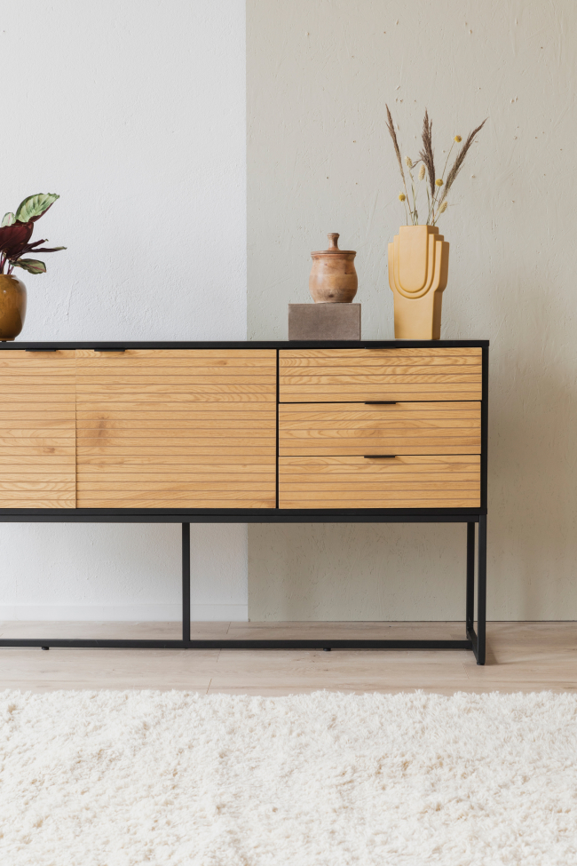 Sideboard 'Line' - Eik/Zwart