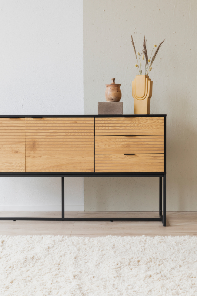 Sideboard 'Line' - Eik/Zwart