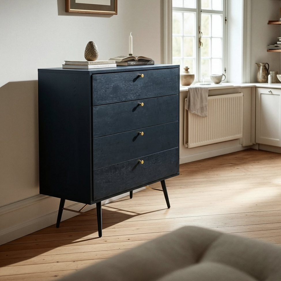 Dressoir 'Lux' - Zwart/Messing