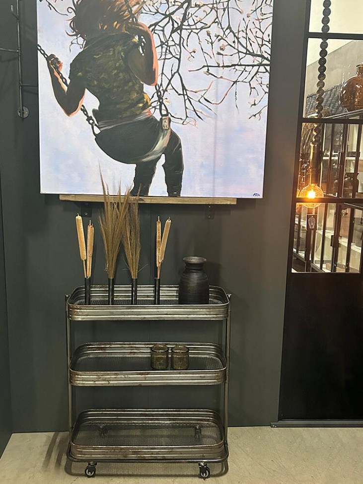 Rollende tafel 'Vega' - IJzer/Transparante lak