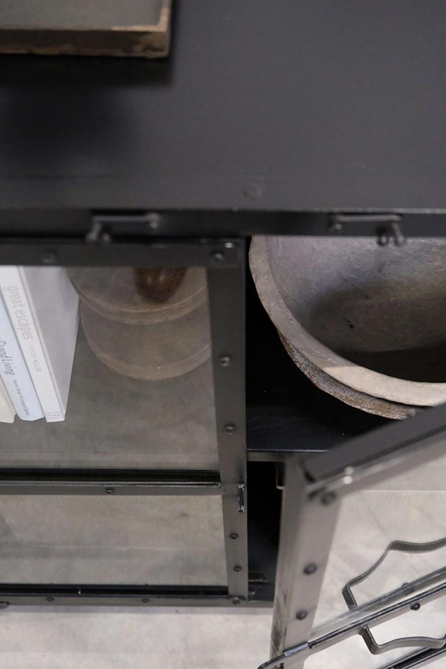 Klein glazen kast met 2 deuren 'Barack' - Zwart