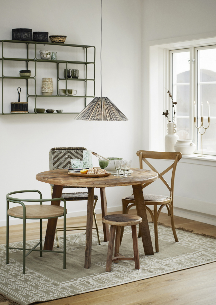 Eettafel 'Recycled' Rond 110cm - Natuur/gerecycled hout