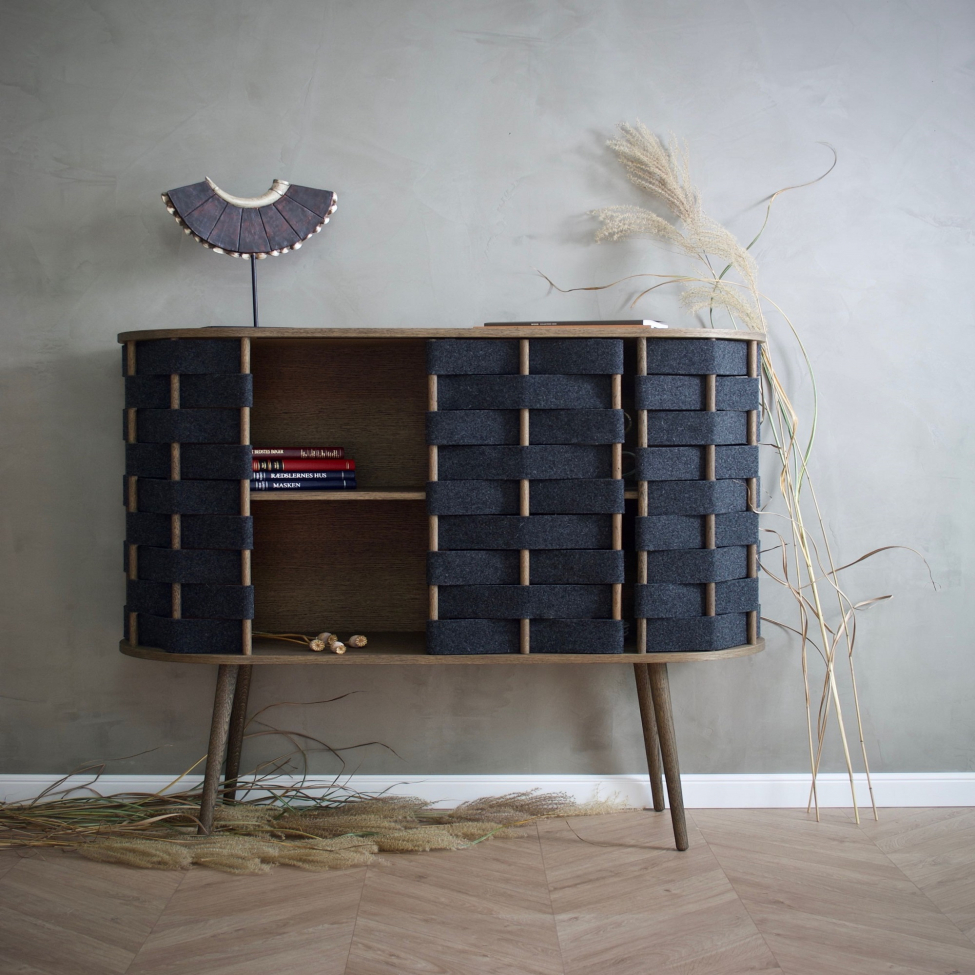 Dressoir 'Felt' 120cm - Natuur/Donkergrijs