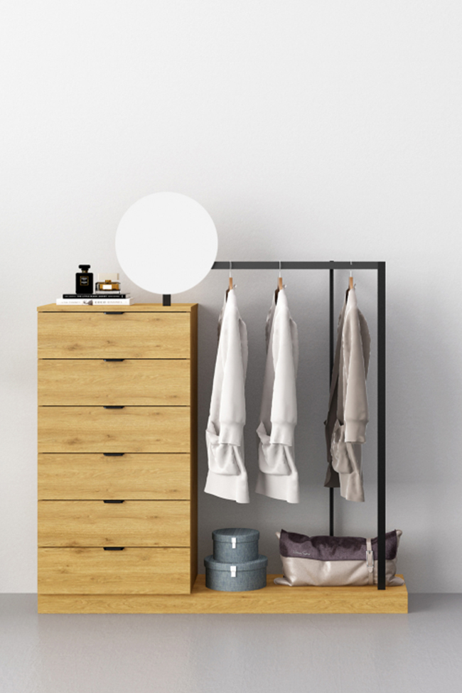 Kledinghanger 'Nova' 6 lades - Eik/Zwart