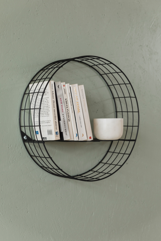 Wandplank 'Circle' - Zwart/Metaal