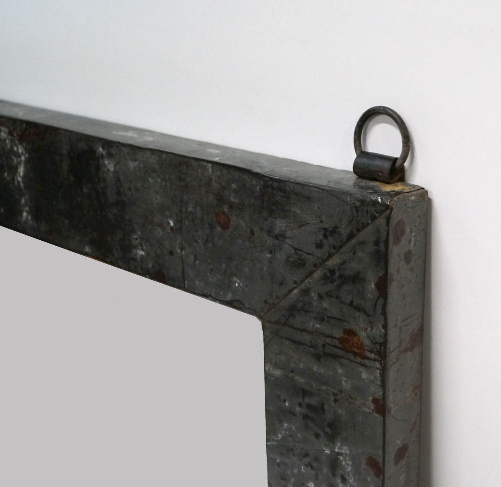 Spiegel met ijzeren lijst Vintage - Grijs