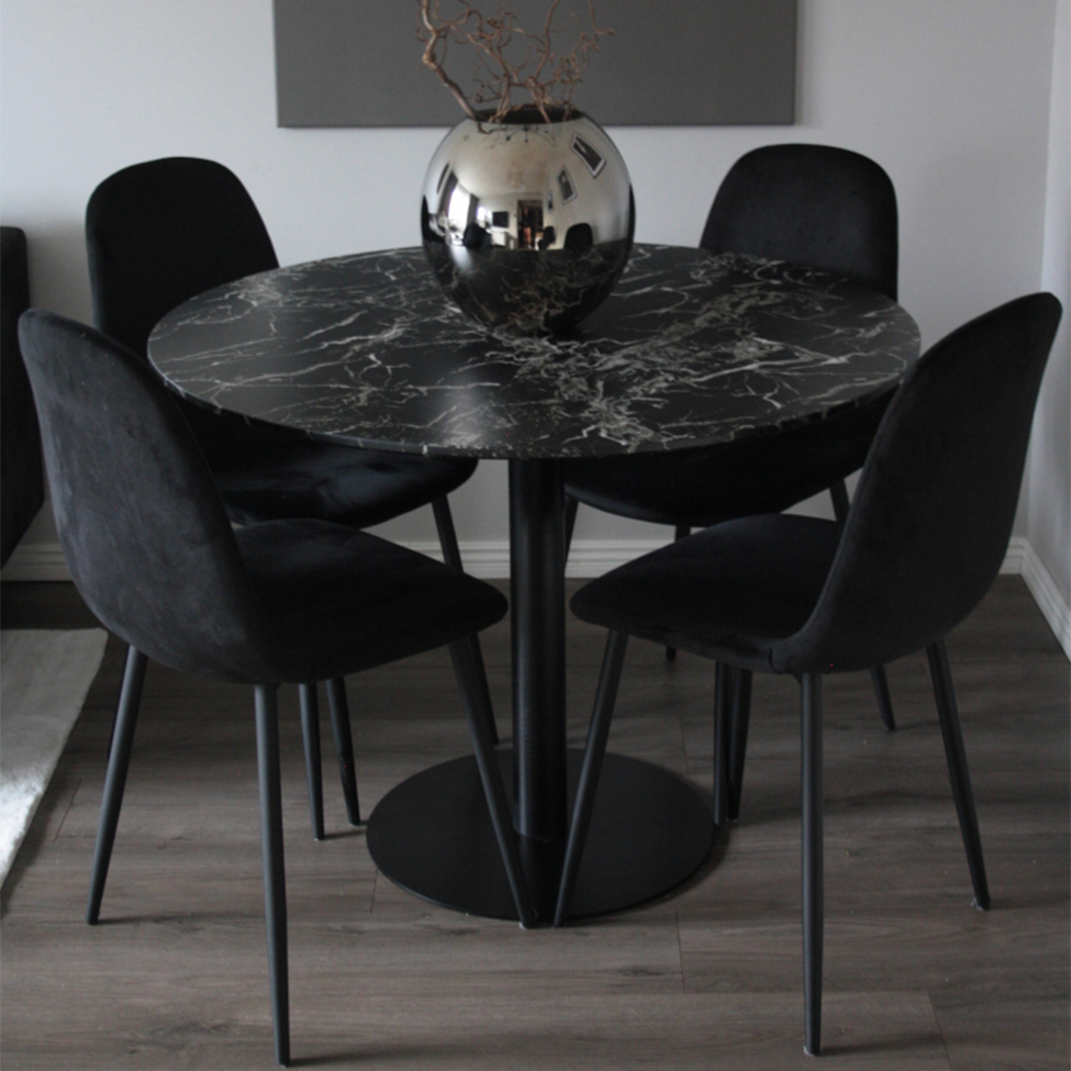Eettafel 'Marbleous' Rond 100cm - Zwart
