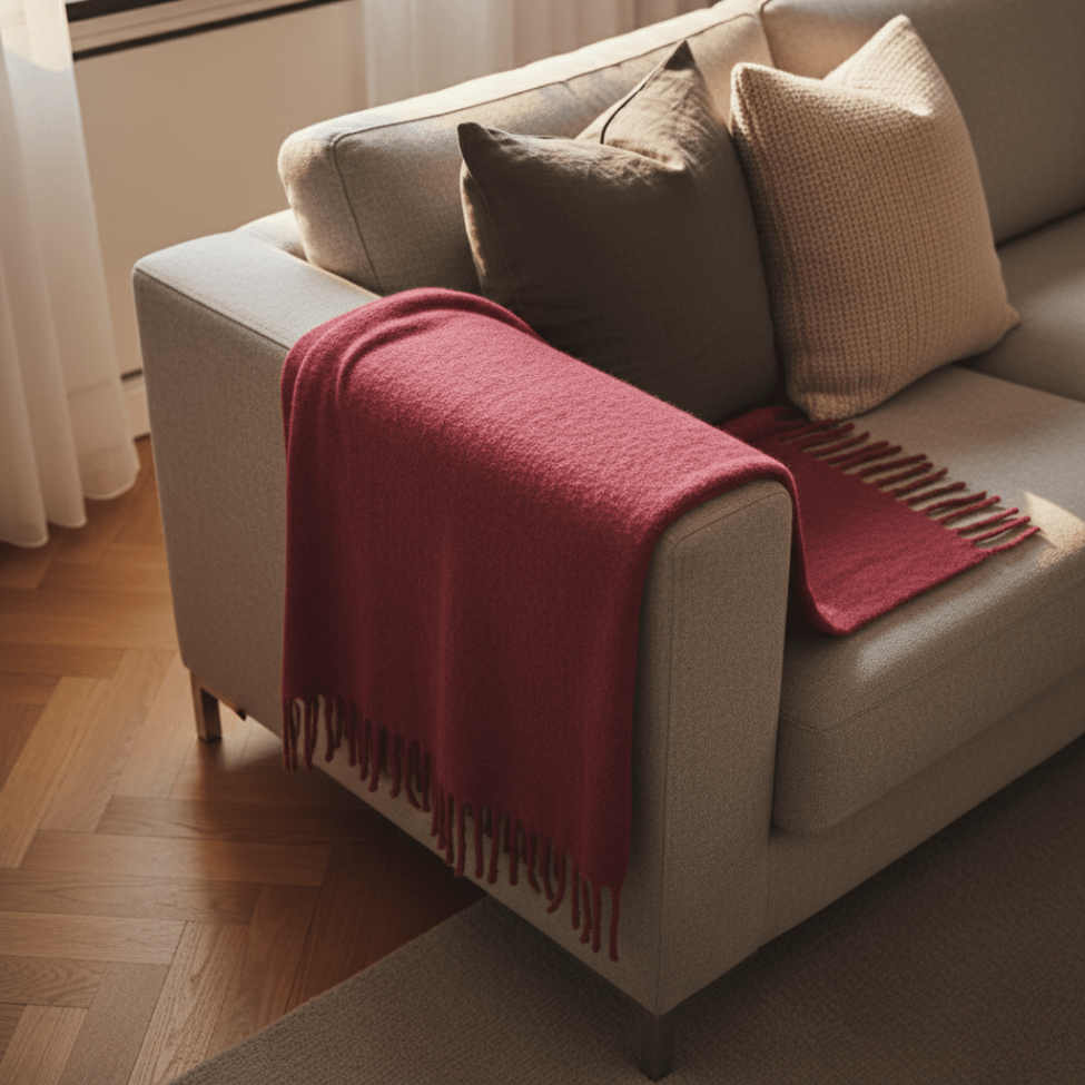 Geruite 'Samantha' 130x170cm - Donkerrood