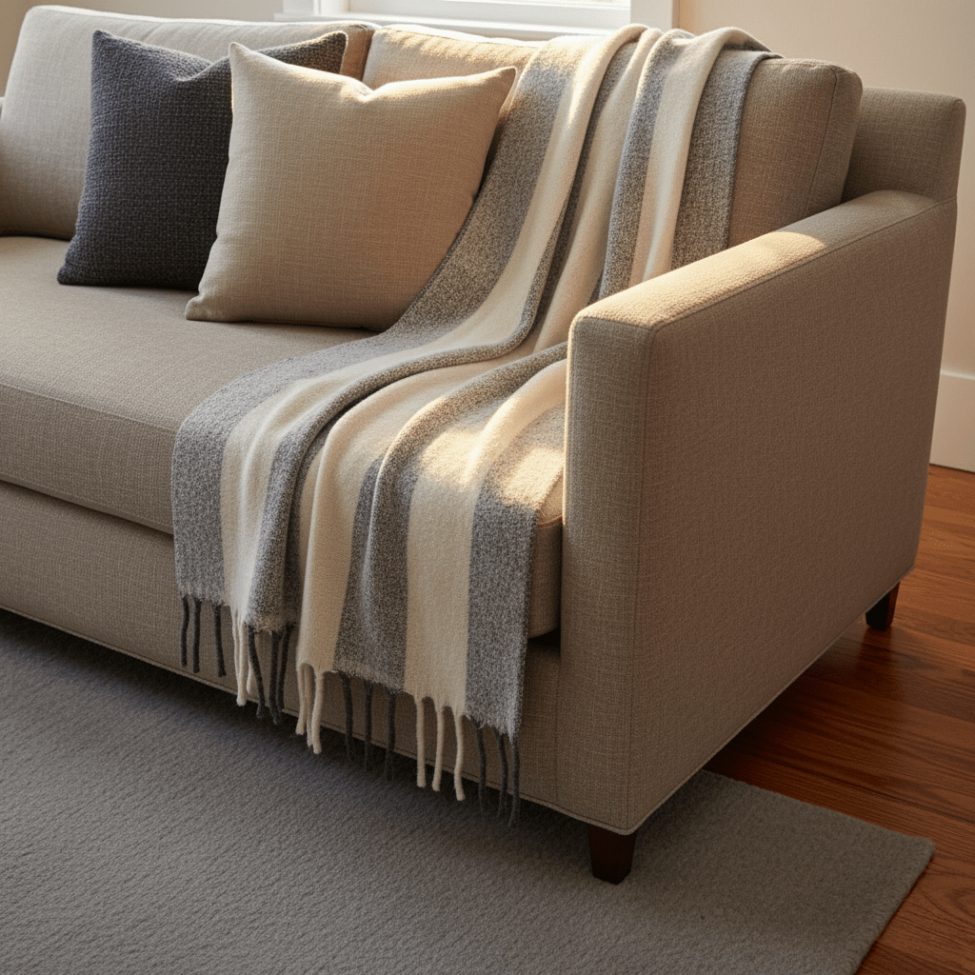 Geruite 'Beatriz Stripe' 130x170cm - Zwart/wit