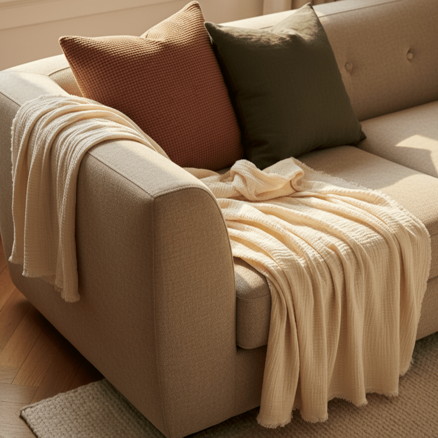 Mousseline deken 'Dorena' 130x170cm - Wit