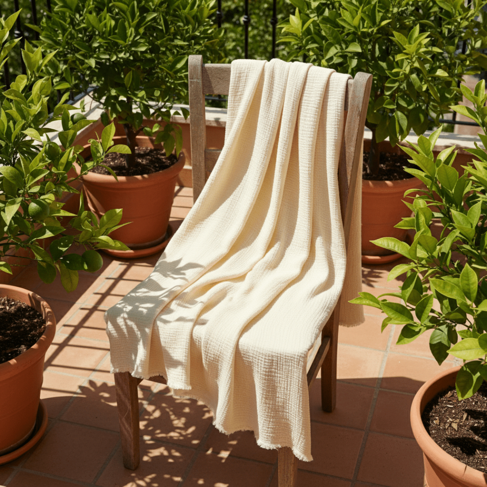 Mousseline deken 'Dorena' 130x170cm - Wit