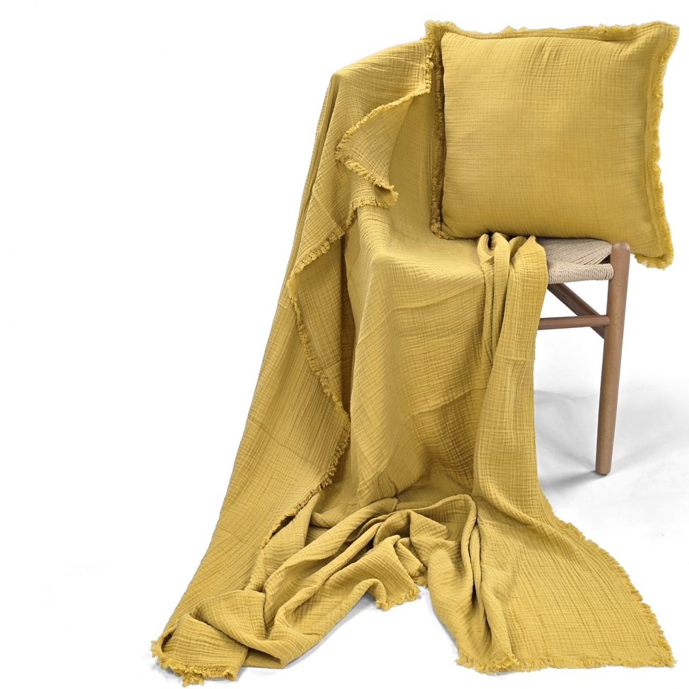 Kussenhoes 'Dorena' 45x45cm - Geel