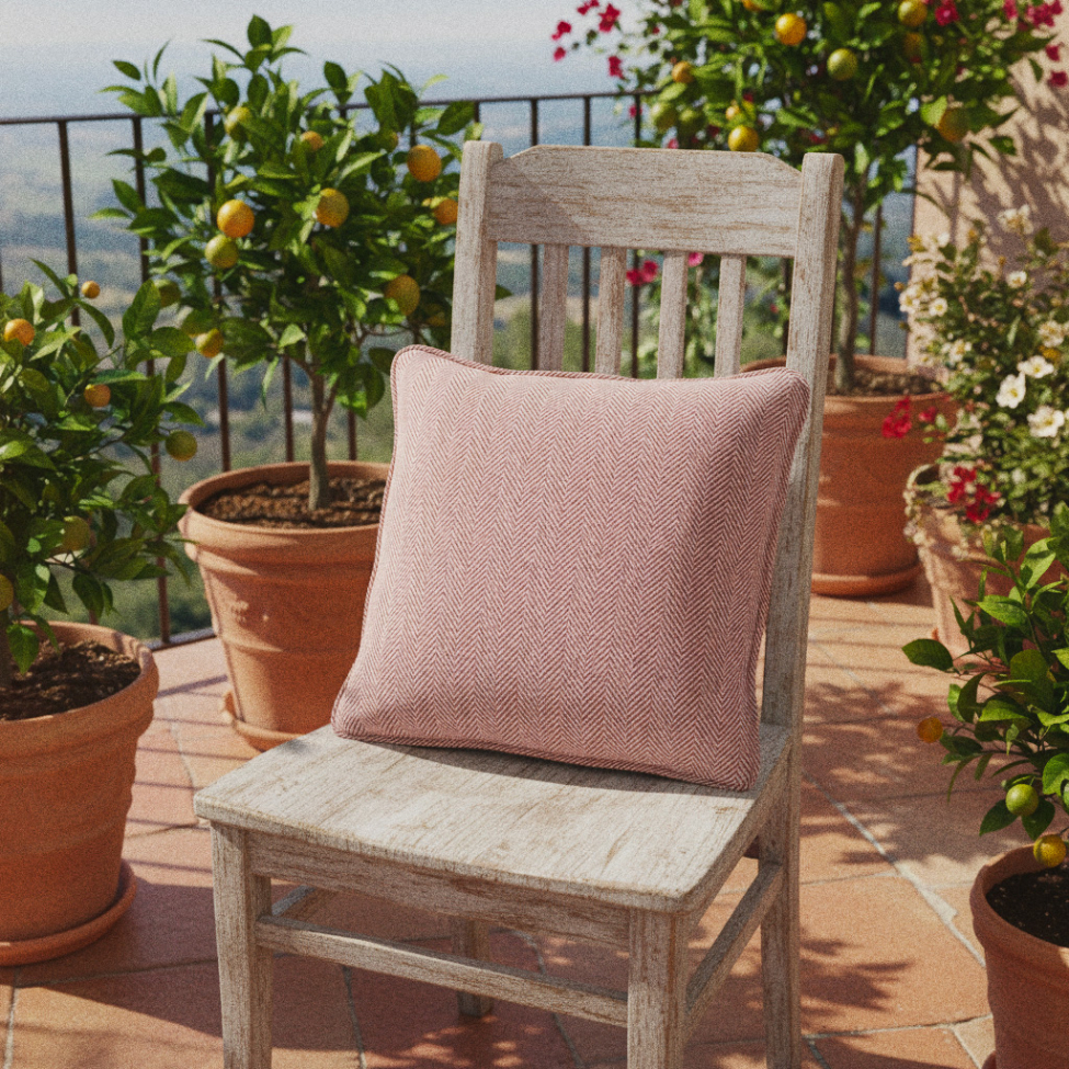 Kussenhoes 'Denisa Fishbone' 45x45cm - Rood/wit