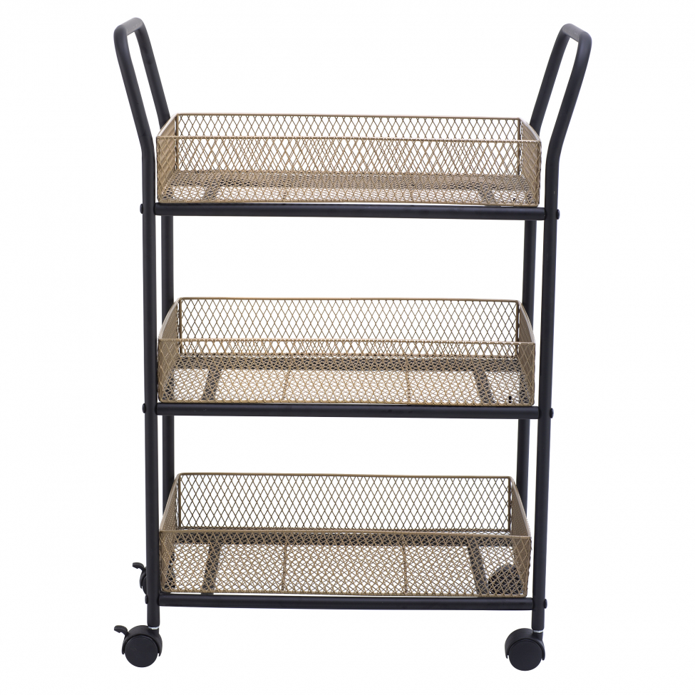 Keukenwagen 'Nät' - Zwart/Hout