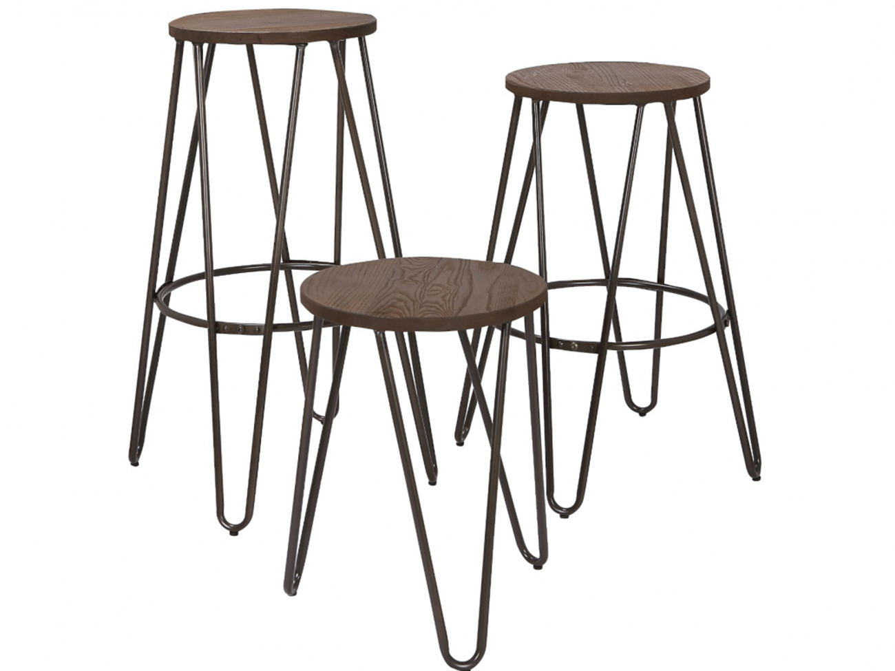 Hocker 'Rustic' 45cm - Hout/Staal