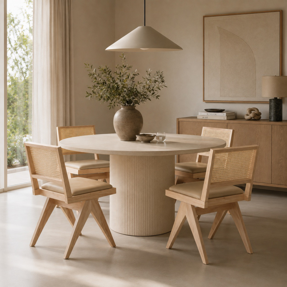 Stoel 'Jean' - Witgepigmenteerd eiken/Beige